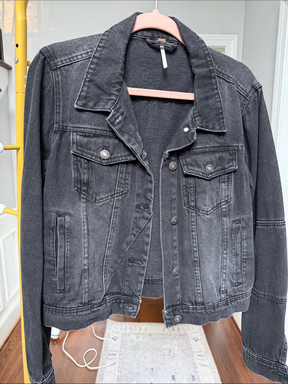 Free People Black Washed Denim Jacket